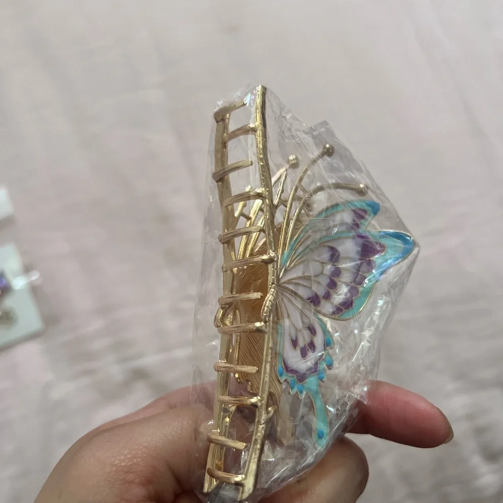 Forever 21 Gold and Purple Butterfly Hair Clips